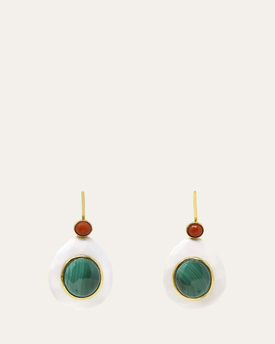 Monachina Resin and Malachite Drop Earrings